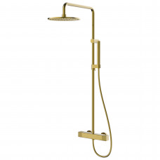 DEIRA система душова (термостат для душа, верхній душ Ø250 мм латунь, ручний душ стік латунь 1 режим, шланг 150см SS), шампань