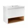 Комплект Qtap Robin 800х580х437 White/Whitish oak тумба підвісна + раковина урізна QT1372TPВ8001WWO