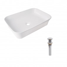 Комплект Qtap Virgo N: Раковина накладна 560x380x130 мм, White, прямокутна + Донний клапан Pop-up PU02