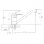 Смеситель TN Ø35 для кухни гусак прямой 250мм на шпильке TAU TN-2B242C (9846110)