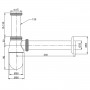 Сифон для раковин і біде колбовий, хромований, латунь, 1 1/4
