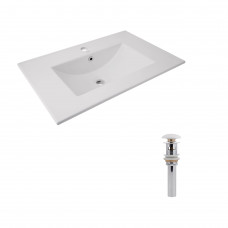 Комплект Albatross: Раковина врезная мебельная 720x460x180 мм, White, прямоугольная + Донный клапан Pop-up PU02O