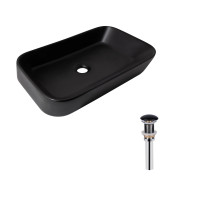 Комплект Qtap Scorpio: Раковина накладна прамокутна 550х390х120 мм Matt Black + Донний клапан PU03