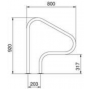 Поручень Flexinox 87164010 для римських сходів FX-04 (800 мм, фланець, AISI-316L)