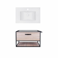 Комплект Qtap тумба подвесная Taurus 800х580х437 мм Whitish oak + раковина врезная Albatross E QT71TA44029