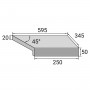 Кутовий Г-подібний елемент бортової плитки Aquaviva Montagna Light Gray, 595x345x50(20) мм (правий/45°)