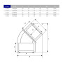 Коліно клейове 45° ПВХ Hidroten 1001743, редукційне, d40x40x32 мм