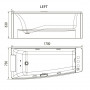 Ванна гідромасажна 1700*750*630мм акрилова лiва