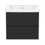 OLIVA комплект меблів 65см чорний: тумба підвісна, 2 ящики + умивальник накладний арт 13-01-065А