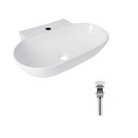 Комплект Qtap Cardinal: Раковина підвісна / накладна овальна 565х400х130 мм White + Донний клапан PU02