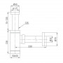Сифон для умивальника з квадратною колбою, хромований, латунь, 1 1/4, патрубок Ø32 мм