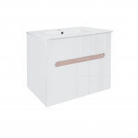 Комплект Qtap Virgo 700х580х437 White/Whitish oak тумба подвесная + раковина врезная  QT1872TPА7013070CW