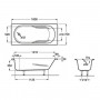 GENOVA ванна 150*70см, акрилова прямокутна, біла, регульовані ніжки в комплекті, об`єм 158л