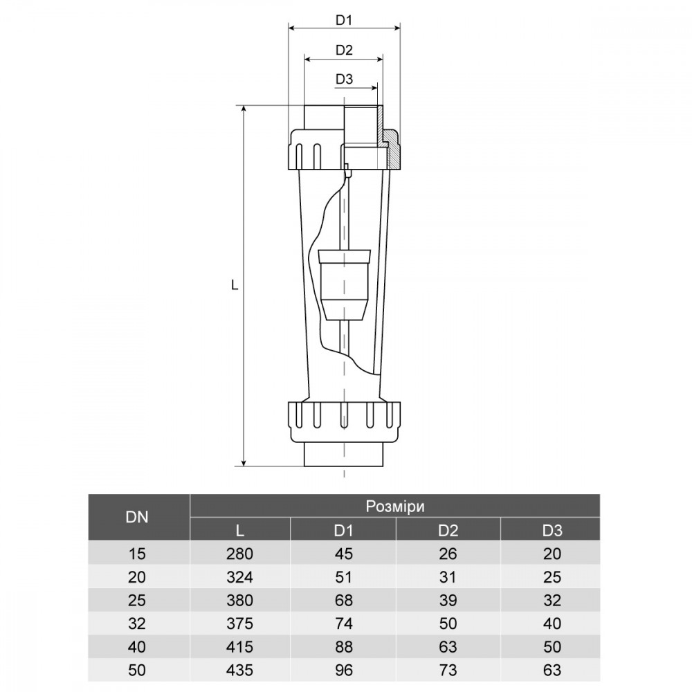 Ротаметр Aquaviva DN20 з внутрішньою різьбою d3/4" 100-1000 л/год