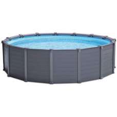 Каркасный бассейн Intex 26384 GRAPHITE GRAY (478х124 см) с песчаным фильтром, лестницей, подложкой и тентом