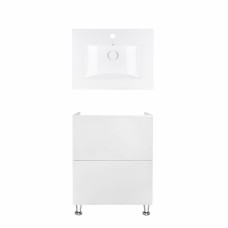 Комплект Qtap тумба підлогова Tern 600х725х437 мм White + раковина урізна Albatross QT71TE44084