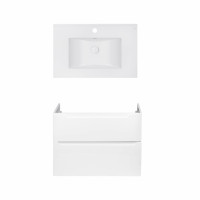 Комплект Qtap тумба подвесная Scorpio 800х585х460 мм White + раковина врезная Albatross E QT71SC43975
