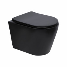 Унітаз підвісний Qtap Scorpio Ultra Quiet безобідковий з сидінням Soft-close MATT BLACK QT14332380AMB