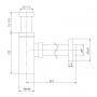 Сифон для умивальника колбовий, квадрат, без донного клапана, латунь, хром, 1 1/4, патрубок Ø32 мм