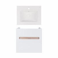 Комплект Qtap тумба підвісна Virgo 600х580х437 мм White/Whitish oak + раковина урізна Albatross New QT71V44074