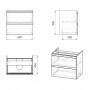 LORETA комплект меблів 65см, білий: тумба підвісна, 2 ящики + умивальник накладний