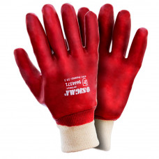 Перчатки трикотажные с ПВХ покрытием (красные манжет) 120 пар SIGMA (9444371)