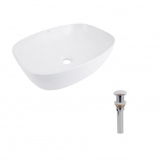 Комплект Qtap Cardinal: Раковина накладная 600x380x140 мм, White, овальная + Донный клапан Pop-up PU02