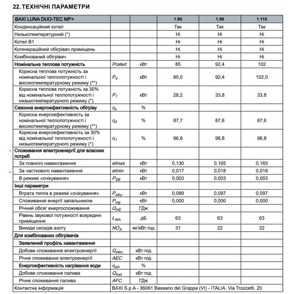 Котел конденсаційний Baxi LUNA DUOTEC MP+ 1.110