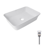 Комплект Qtap Virgo: Раковина накладна прамокутна 490х350х110 мм White + Донний клапан PU02