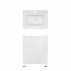 Комплект Qtap тумба напольная Tern 600х725х437 мм White + раковина врезная Albatross 9H QT71TE44086