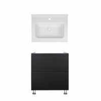 Комплект Qtap тумба підлогова Tern 600х725х437 мм Matt Black + раковина урізна Albatross 01 QT71TE44111