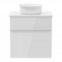 BLATNA L комплект меблів 60см, білий: тумба підвісна, зі стільницею, 2 ящики + умивальник накладний