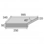 Кутовий Г-подібний елемент бортової плитки Aquaviva Montagna Light Gray, 595x345x50(20) мм (лівий/45°)