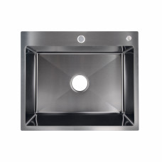 Мойка для кухни интегрированная Lidz Handmade H6050B (LDH6050BPVD43621) Brushed Black PVD 3,0/0,8 мм