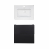 Комплект Qtap тумба подвесная Tern 600х580х437 мм Matt Black + раковина врезная Albatross 9H QT71TE44117