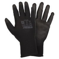 Рукавички трикотажні з частковим ПУ покриттям р10 (чорно-сірі манжет) SIGMA (9446411)