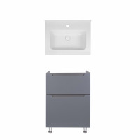 Комплект Qtap тумба напольная Scorpio 600х825х460 мм Graphite + раковина врезная Albatross 01 QT71SC44009