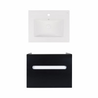 Комплект Qtap тумба подвесная Virgo 600х580х437 мм Black/White + раковина врезная Albatross New QT71V44061