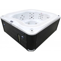 Переливний СПА-басейн Aquajoy Serenity (250х230х96 см), сріблясто-білий мармур, чорний корпус