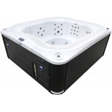 Переливний СПА-басейн Aquajoy Serenity (250х230х96 см), сріблясто-білий мармур, чорний корпус