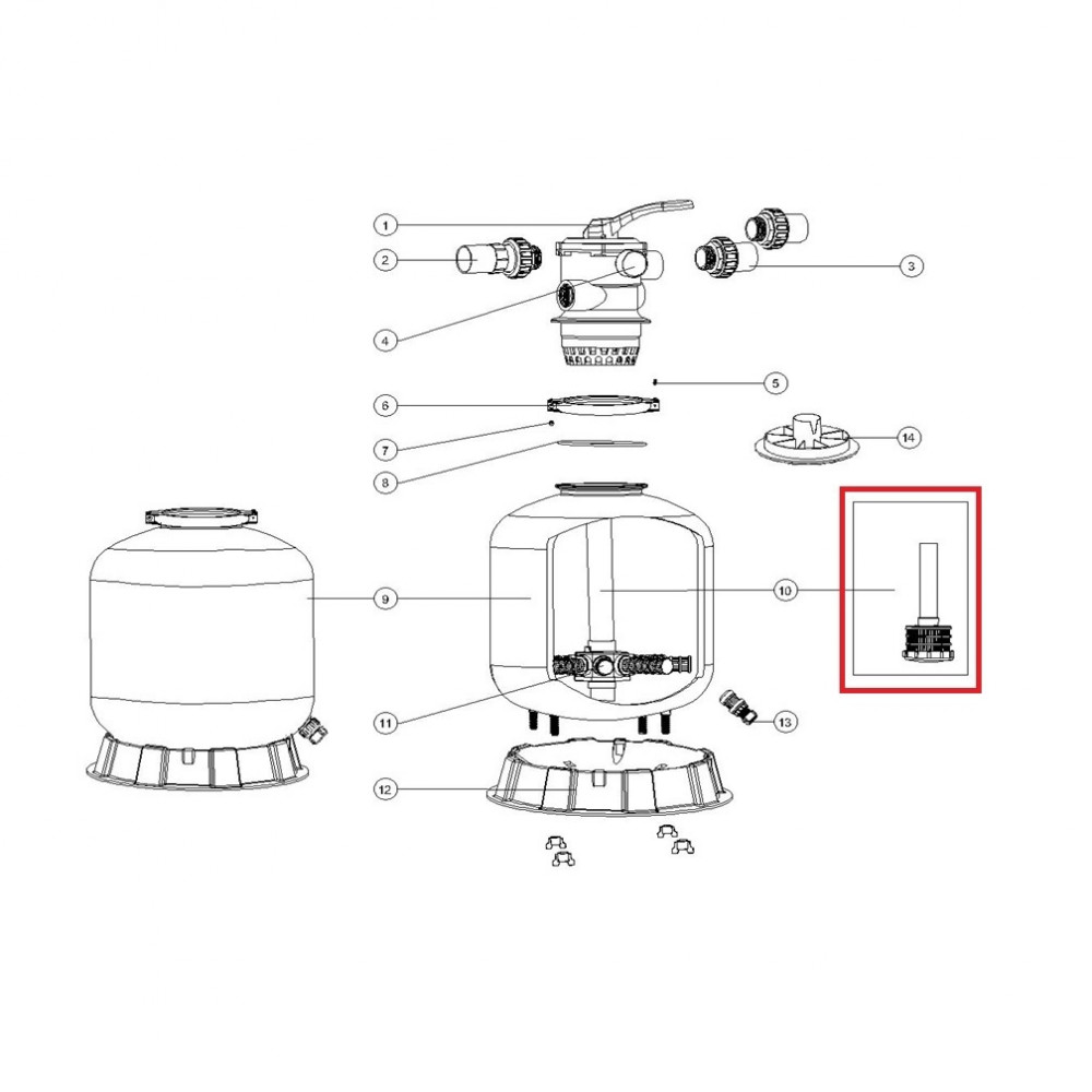 Дюзовая коробка 89011606 в комплекте с трубой для Emaux P650