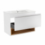 Комплект Qtap Robin 800х580х437 White/Whitish oak тумба підвісна + раковина урізна QT1372TPВ8001WWO