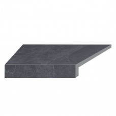 Кутовий Г-подібний елемент бортової плитки Aquaviva Ardesia Black, 595x345x50(20) мм (лівий/45°)