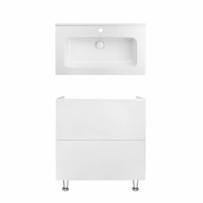 Комплект Qtap тумба напольная Tern 800х725х437 мм White + раковина врезная Albatross 01 QT71TE44093