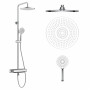 CENTRUM LX система душова (термостат для ванни, полка, верхній душ 255 мм ABS коло, ручний душ 120 мм 3 режими, шланг 170 см) білі кришки, хром