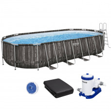 Каркасный бассейн Bestway Wood Style 561ES (732х366х132 см) с картриджным фильтром, лестницей и тентом