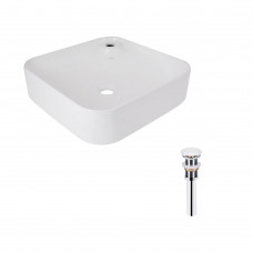 Комплект Qtap Stork: Раковина накладна квадратна 430x430x125 мм White + Донний клапан PU02