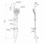 Гарнітур душовий, лійка SPR370Q, 130 мм, 3 режими, біла кришка, штанга 80 см, шланг PVC 170 см, мильниця, хром