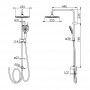 BILA DESNE система душова (без змішувача, верхній душ 255 мм ABS квадрат, ручний душ 112 мм 3 режими, шланг 170 см), білі кришки, хром