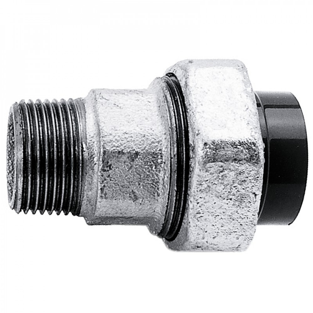 Муфта разборная переходная Praher ПВХ/сталь с наружной резьбой, d50x1-1/2"
